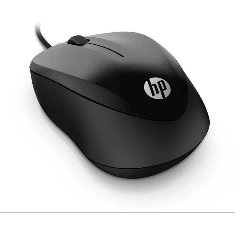 HP Wired Mouse 1000, Ambidextrous, USB Type-A, 1200 DPI, Black