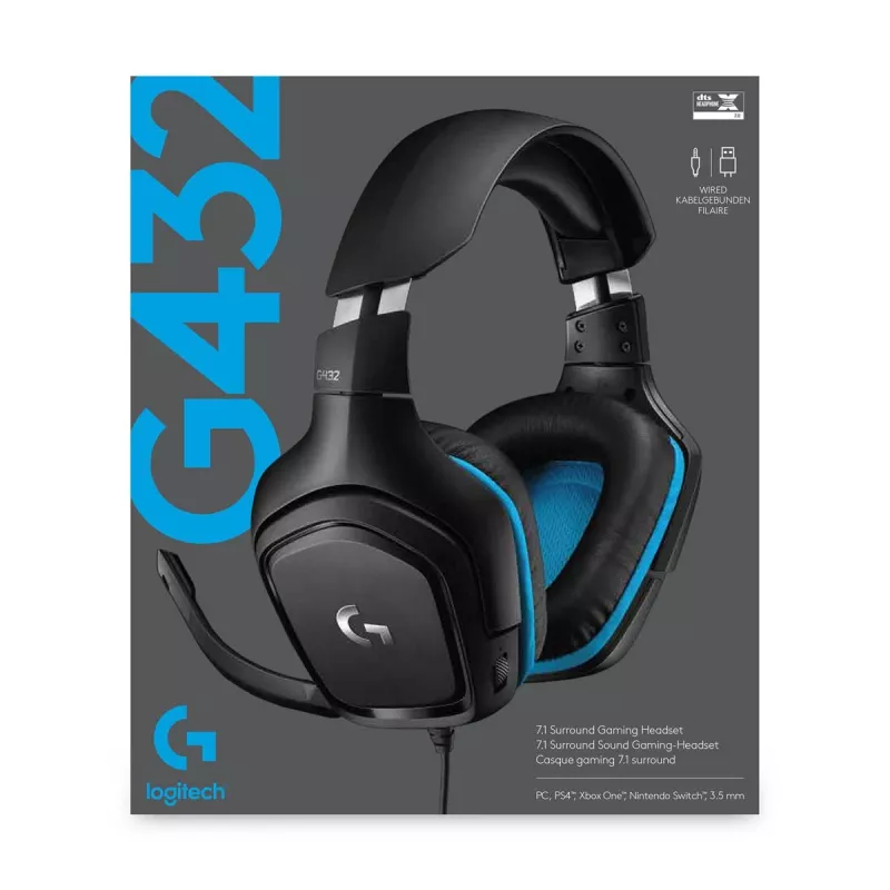 LOGITECH G432 - USB / 3.5mm - Game-headset - 7.1 Surround - Blue