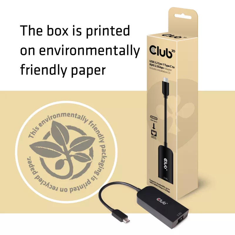 CLUB3D USB 3.2 Gen1 Type C to RJ45 2.5Gbps Adapter