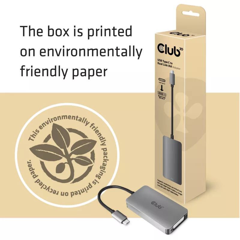 CLUB3D USB3.2 Gen1 Type-C to Dual Link DVI-D HDCP ON version Active Adapter M/F