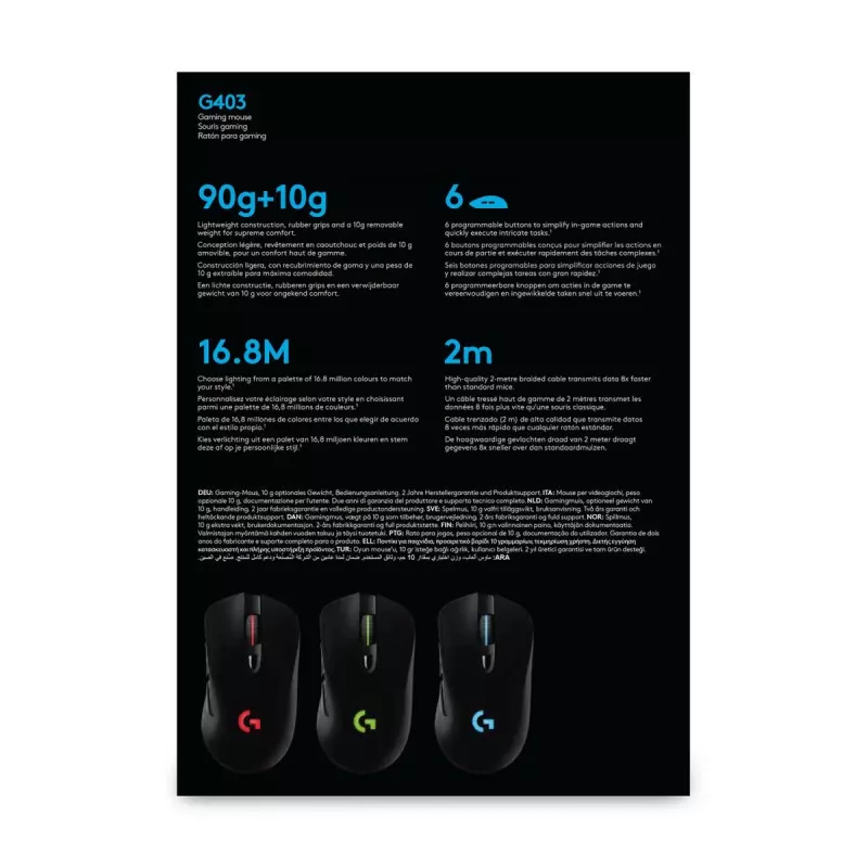 LOGITECH G403 Hero Gaming Mouse USB Black EWR2