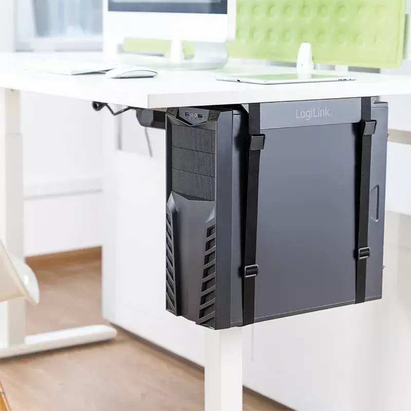 CPU holder LOGILINK EO0009 — adjustable steel desktop tower support, black, RoHS