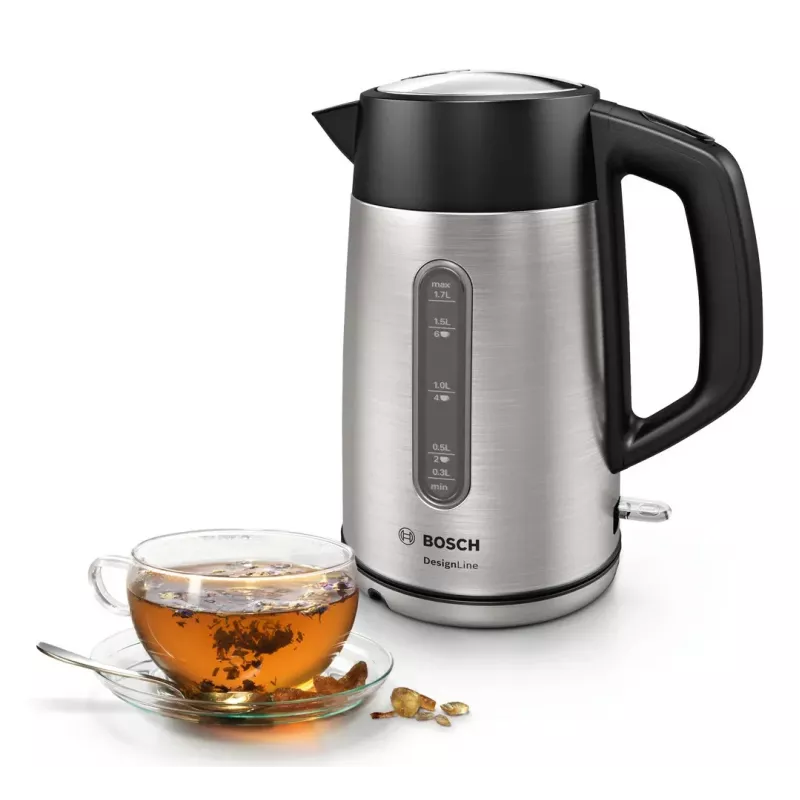 Bosch TWK4P440 electric kettle 1.7 L 2400 W Black, Stainless steel