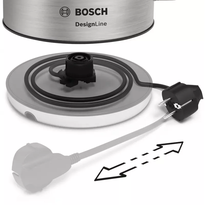 Bosch TWK4P440 electric kettle 1.7 L 2400 W Black, Stainless steel