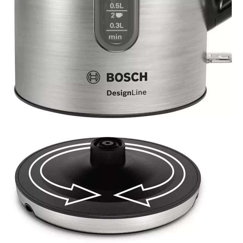 Bosch TWK4P440 electric kettle 1.7 L 2400 W Black, Stainless steel