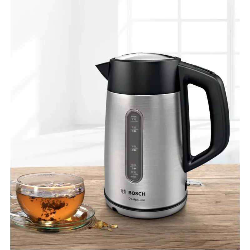Bosch TWK4P440 electric kettle 1.7 L 2400 W Black, Stainless steel