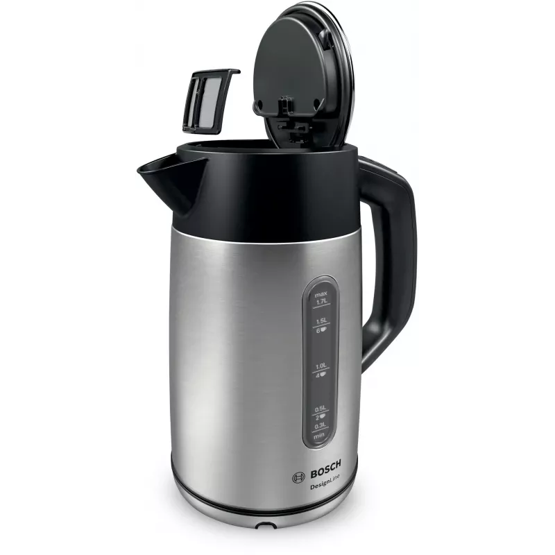Bosch TWK4P440 electric kettle 1.7 L 2400 W Black, Stainless steel