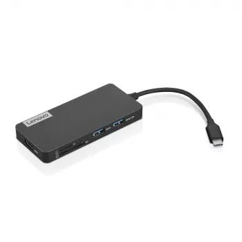Docking station Lenovo GX90T77924 — USB-C hub with HDMI 1.4, 2×USB-A 3.2 Gen1, USB‑2.0, microSD card reader, grey