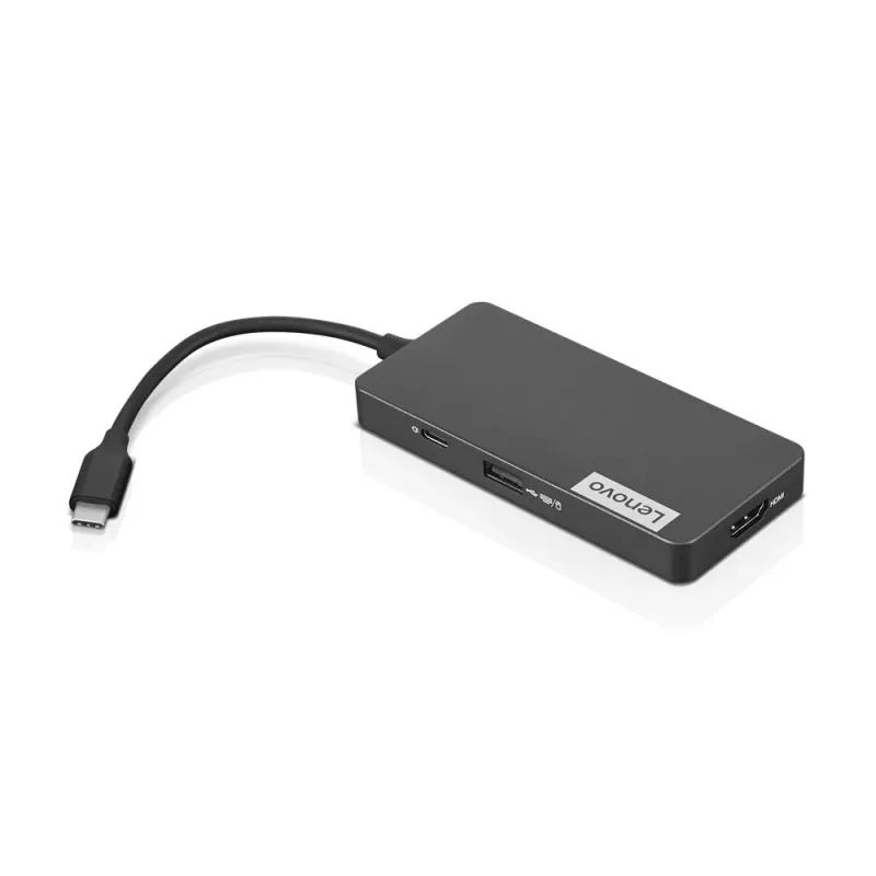 Docking station Lenovo GX90T77924 — USB-C hub with HDMI 1.4, 2×USB-A 3.2 Gen1, USB‑2.0, microSD card reader, grey