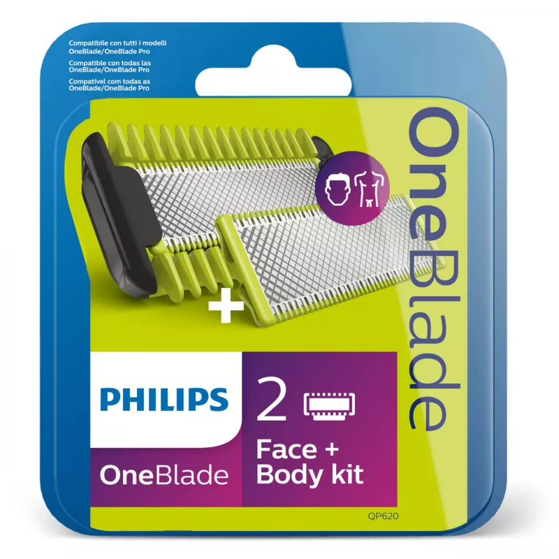Shaving blade Philips Norelco OneBlade QP620/50 replacement blades, Black, 2-pack