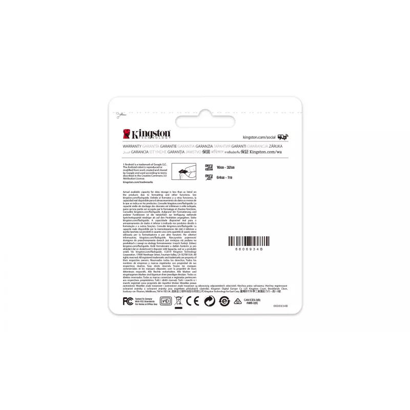 Kingston Technology Canvas Select 64GB micSDXC Plus 100R A1 C10 Card + ADP
