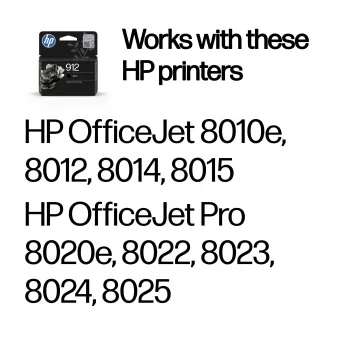 HP 912 Black Original Ink Cartridge, Black, 1 pc(s), 250 pages
