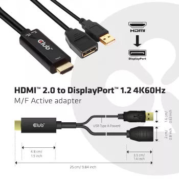 CLUB3D CAC-1331 video cable adapter 0.25 m HDMI DisplayPort Black