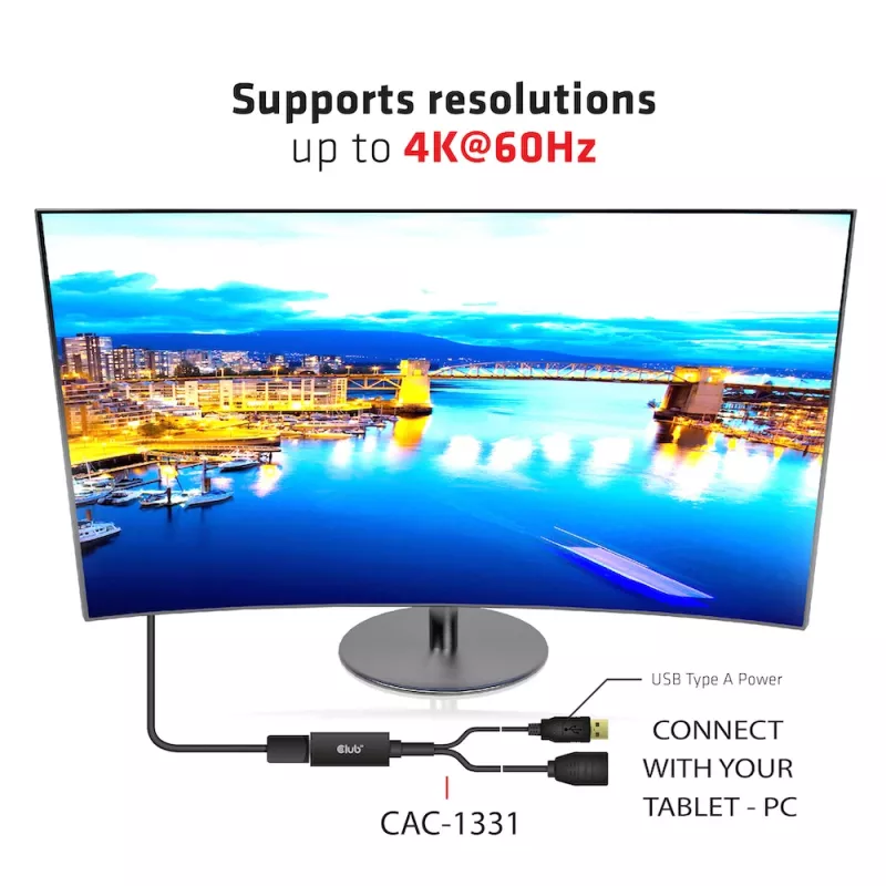 CLUB3D CAC-1331 video cable adapter 0.25 m HDMI DisplayPort Black