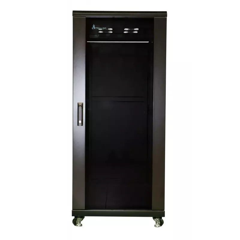 Extralink 37U Freestanding Rack Cabinet 600x1000 Black with Tempered Glass Door, 1200 kg Load Capacity