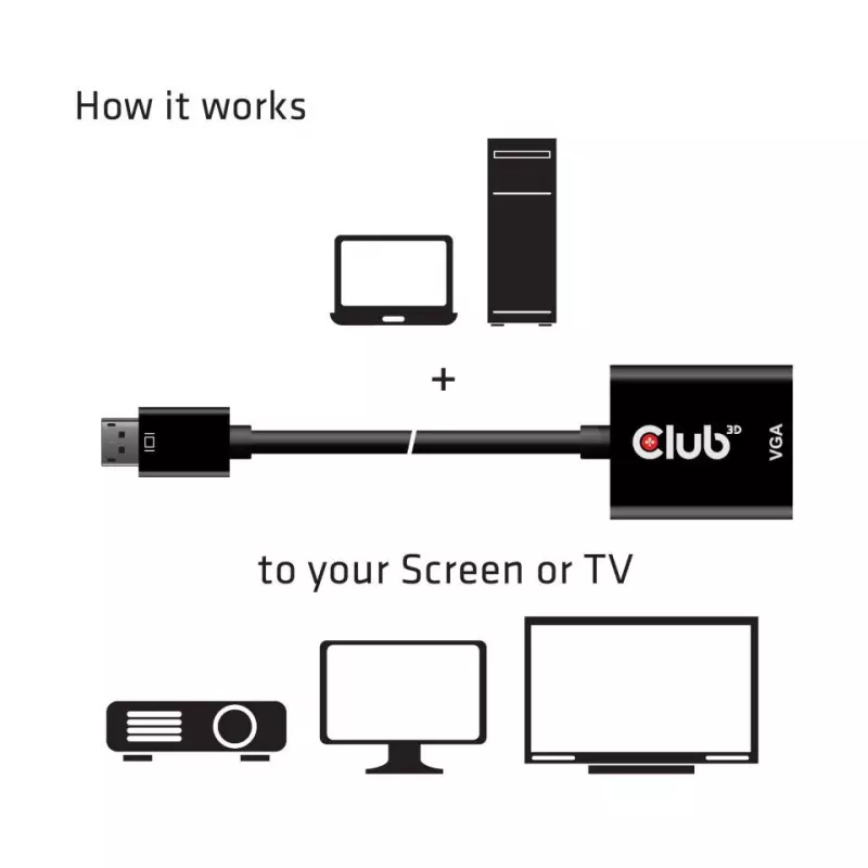 CLUB3D DisplayPort™ to VGA Black Active Adapter M/F