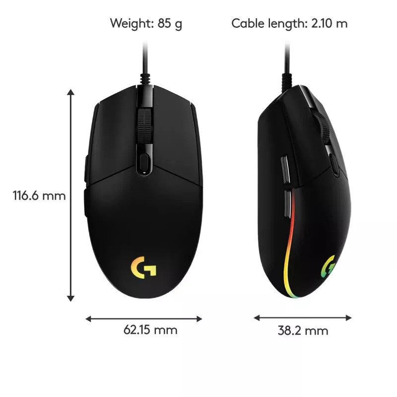LOGITECH G203 Lightsync Gaming Mouse USB Black