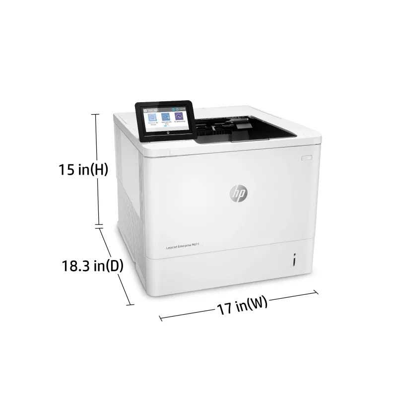 HP LaserJet Enterprise M611dn, Laser, 1200 x 1200 DPI, A4, 61 ppm, Duplex printing, Network ready