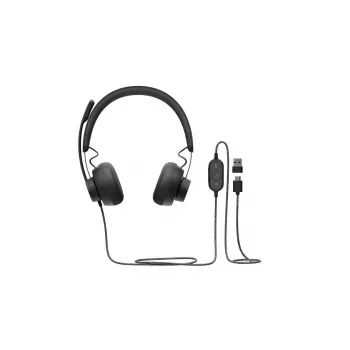 LOGITECH Zone Wired - USB-C / USB-A - Headset - UC Zone - Black