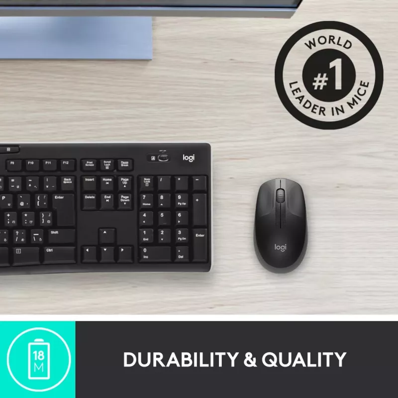 LOGITECH M190 Full-Size Wireless Mouse Charcoal