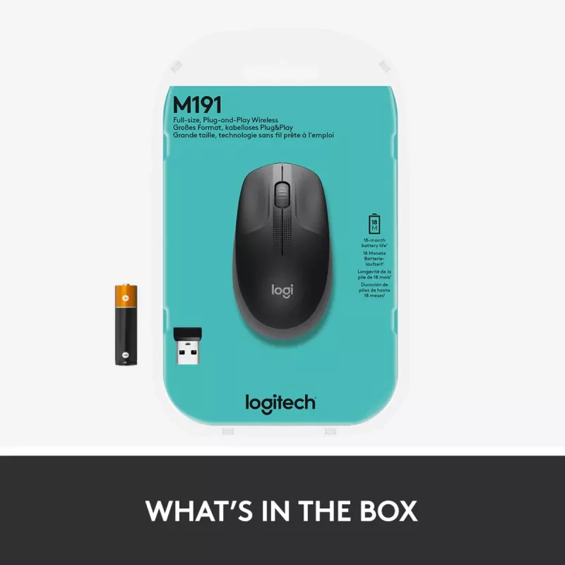 LOGITECH M190 Full-Size Wireless Mouse Charcoal