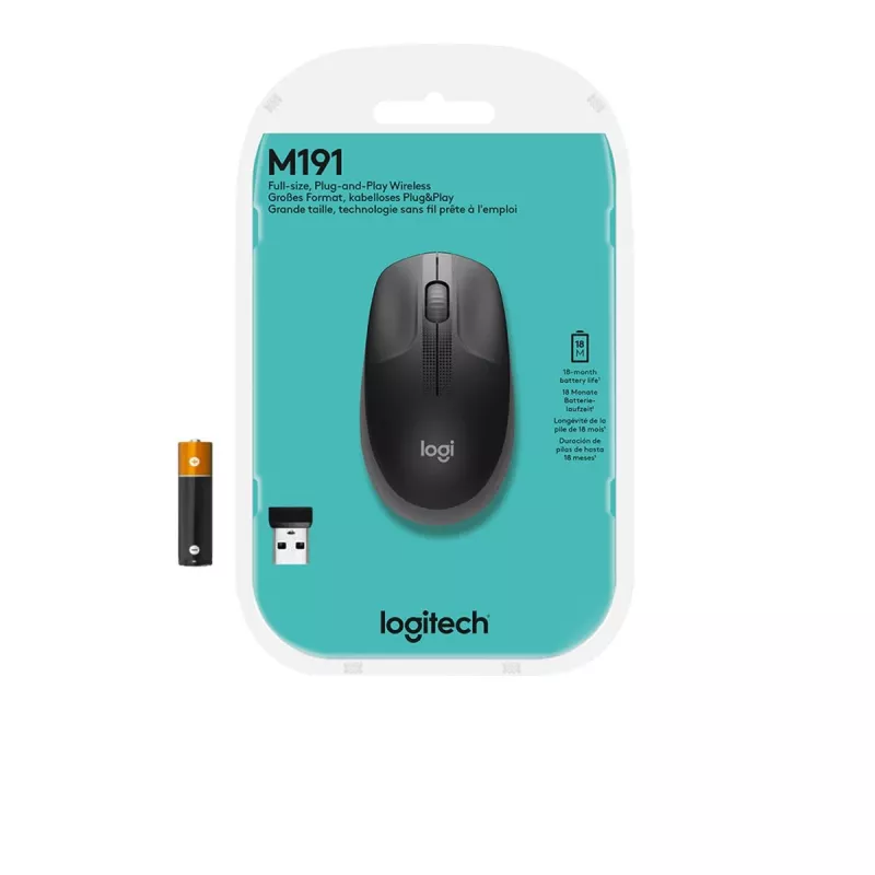 LOGITECH M190 Full-Size Wireless Mouse Charcoal