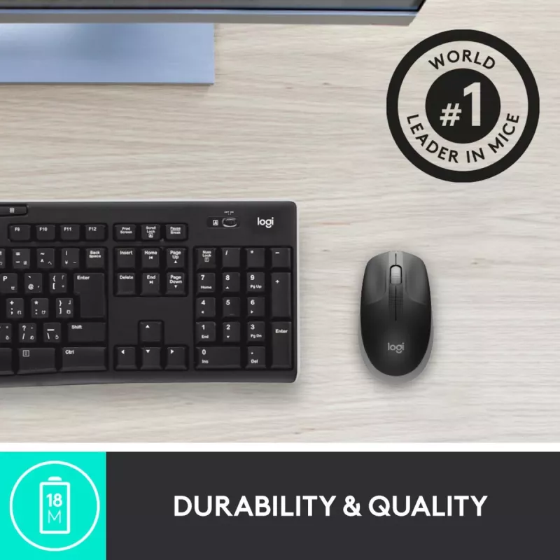 LOGITECH M190 Full-Size Wireless Mouse Mid Grey