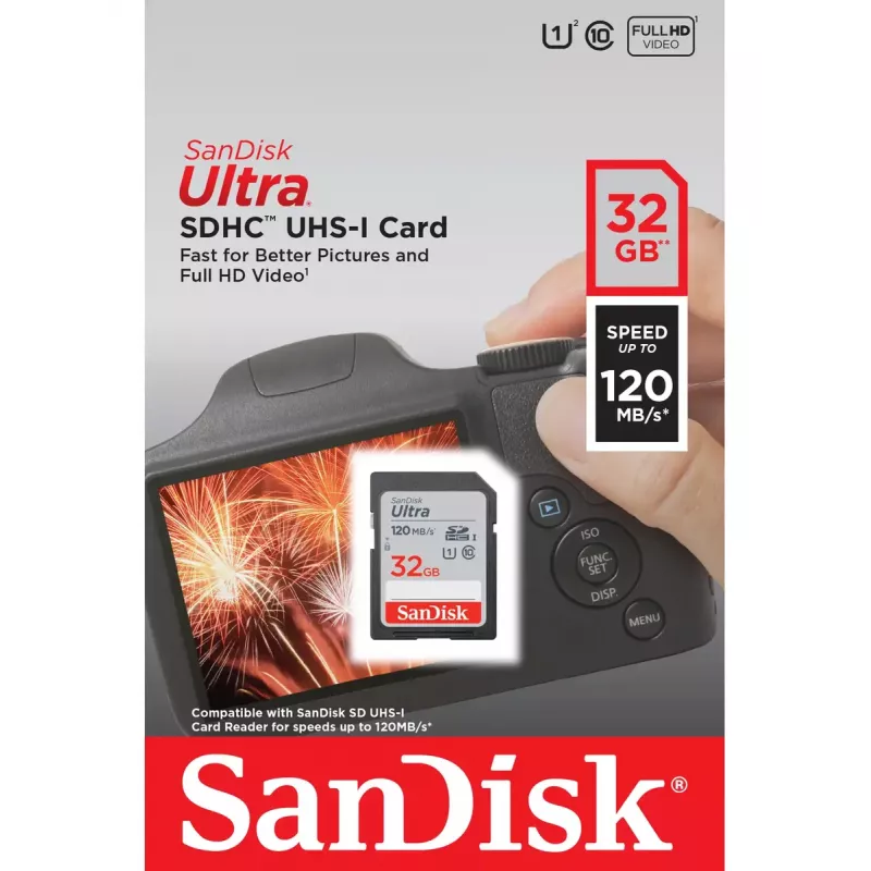 WESTERN DIGITAL SanDisk Ultra 32GB SDHC Memory Card Class 10 UHS-I 120MB/s (SDSDUN4-032G-GN6IN)