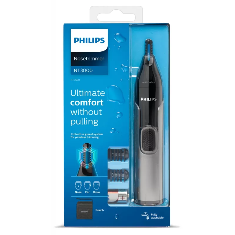 Philips 3000 series Nose Trimmer Series 3000 NT3650/16 Washable nose, ear and eyebrow trimmer with 2 combs