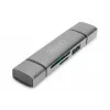 DIGITUS Combo Card Reader Hub (USB-C+USB 3.0) 1x SD, 1x MicroSD, 1x USB 3.0, grey