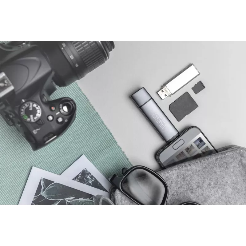 DIGITUS Combo Card Reader Hub (USB-C+USB 3.0) 1x SD, 1x MicroSD, 1x USB 3.0, grey