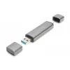 DIGITUS Combo Card Reader Hub (USB-C+USB 3.0) 1x SD, 1x MicroSD, 1x USB 3.0, grey