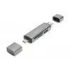 DIGITUS Combo Card Reader Hub (USB-C+USB 3.0) 1x SD, 1x MicroSD, 1x USB 3.0, grey