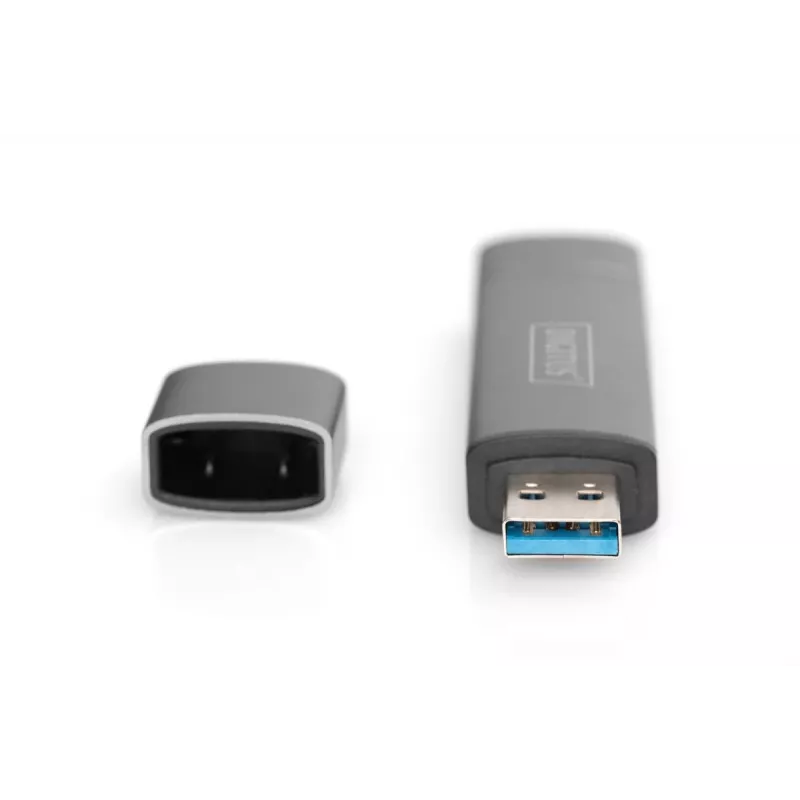 DIGITUS Combo Card Reader Hub (USB-C+USB 3.0) 1x SD, 1x MicroSD, 1x USB 3.0, grey
