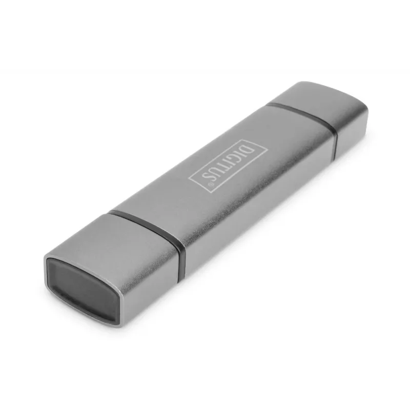 DIGITUS Combo Card Reader Hub (USB-C+USB 3.0) 1x SD, 1x MicroSD, 1x USB 3.0, grey