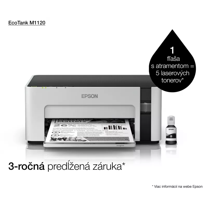 Inkjet printer Epson EcoTank ET-M1120 — monochrome, A4, 1440x720 DPI, Wi‑Fi, refillable ink tank