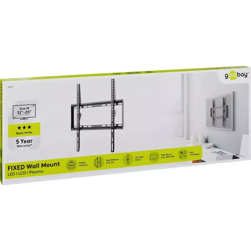 Goobay TV wall mount Basic FIXED (M) 35 kg 32-55 inch VESA 200-400 mm