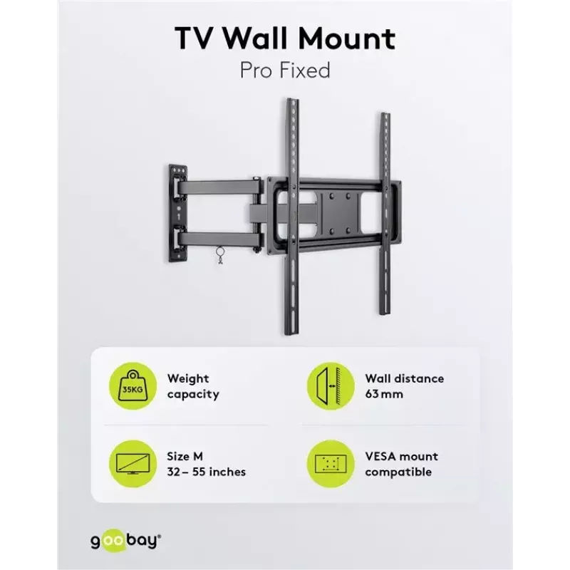 Goobay TV wall mount Basic FULLMOTION M 35 kg 32-55 inch