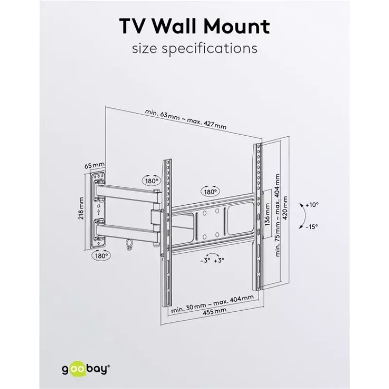 Goobay TV wall mount Basic FULLMOTION M 35 kg 32-55 inch