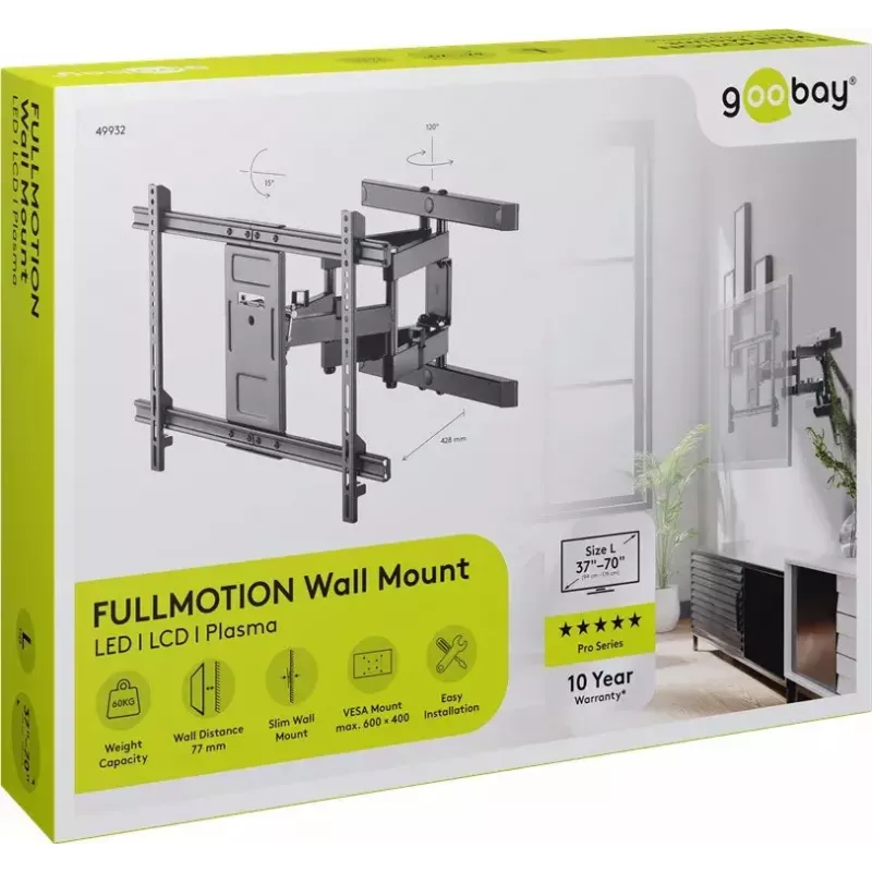 Goobay TV wall mount Pro FULLMOTION (L) 60 kg 37-70 inches
