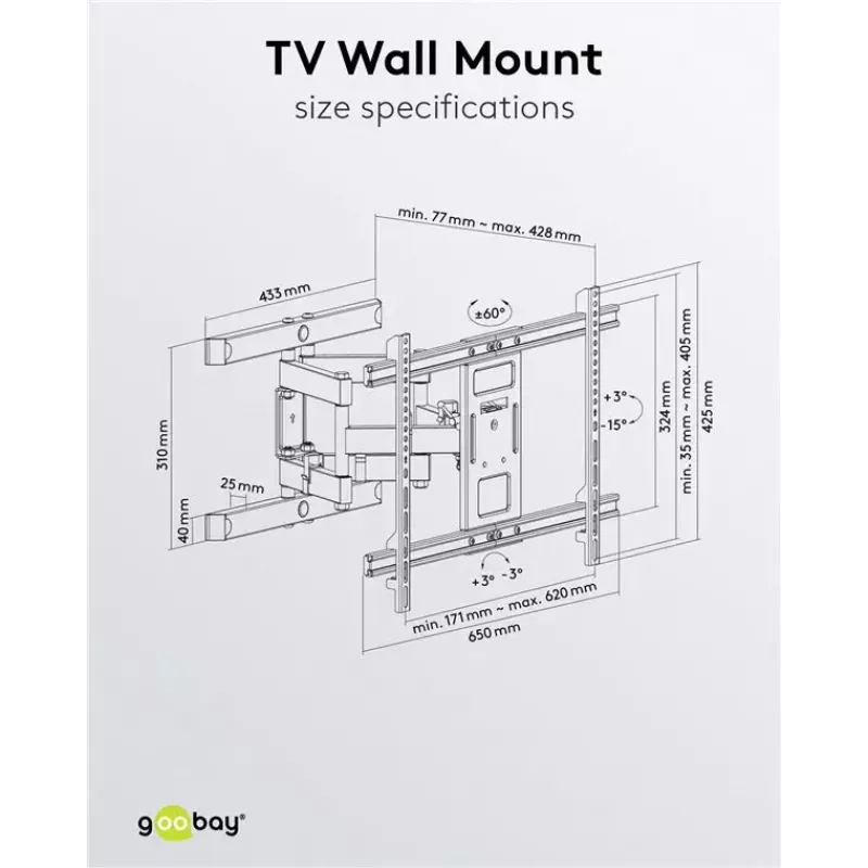Goobay TV wall mount Pro FULLMOTION (L) 60 kg 37-70 inches