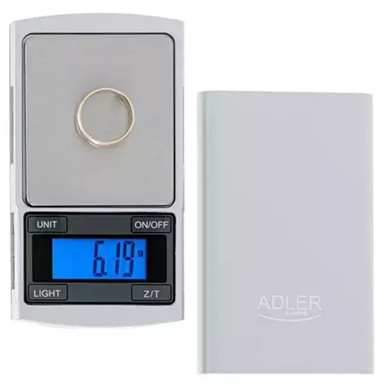Precision scale Adler AD 3168, 100 g capacity, 0.01 g accuracy, silver, portable