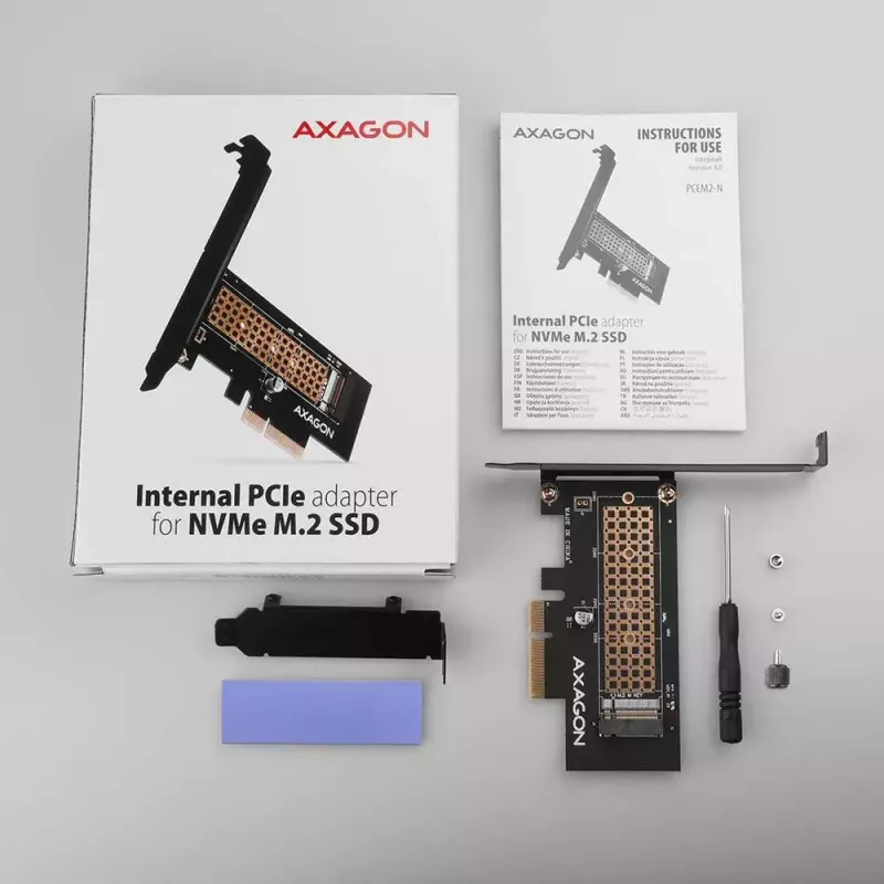 AXAGON ECO PCEM2-N PCIE NVME M.2 Adapter Internal Adapter PCI-Express x4 for connecting NVMe M.2 SSD Hard Drive to Computer