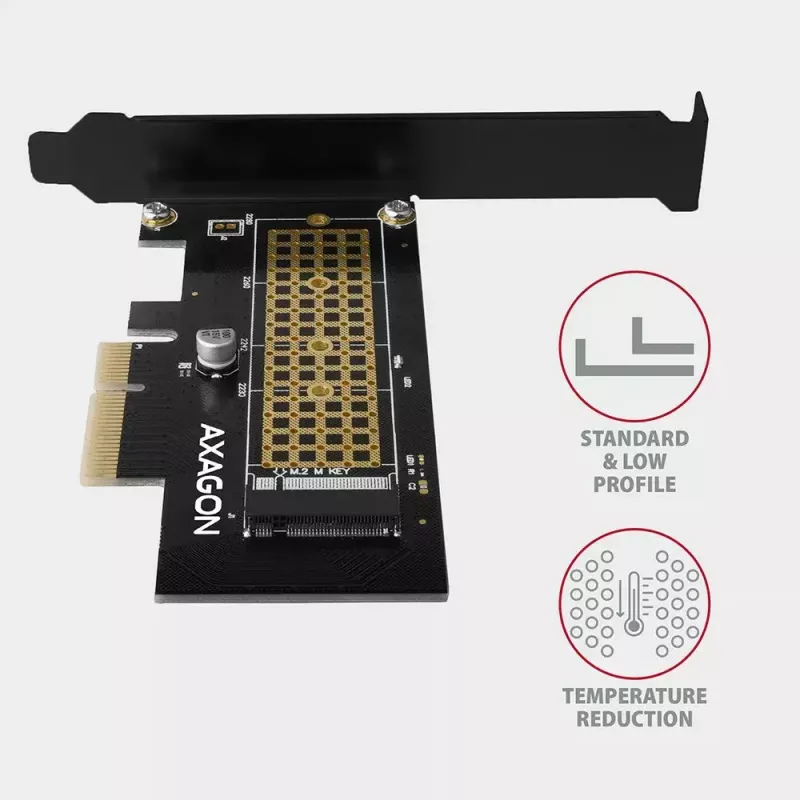 AXAGON ECO PCEM2-N PCIE NVME M.2 Adapter Internal Adapter PCI-Express x4 for connecting NVMe M.2 SSD Hard Drive to Computer