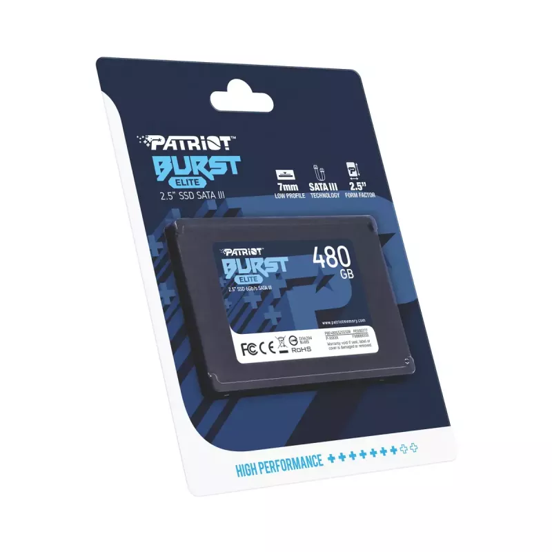 2.5 inch SATA SSD PATRIOT Burst Elite 480GB — 450 MB/s read, 320 MB/s write, 2.5 inch SATA III, 7 mm