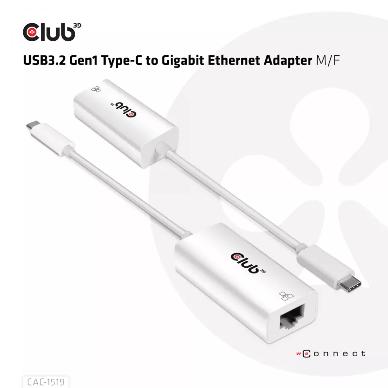 USB3.2 Gen1 Type-C to Gigabit Ethernet Adapter CLUB3D CAC-1519