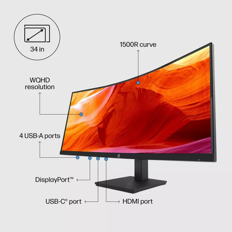 Monitor HP P34hc G4 34 inch Wide Quad HD LCD 3440 x 1440