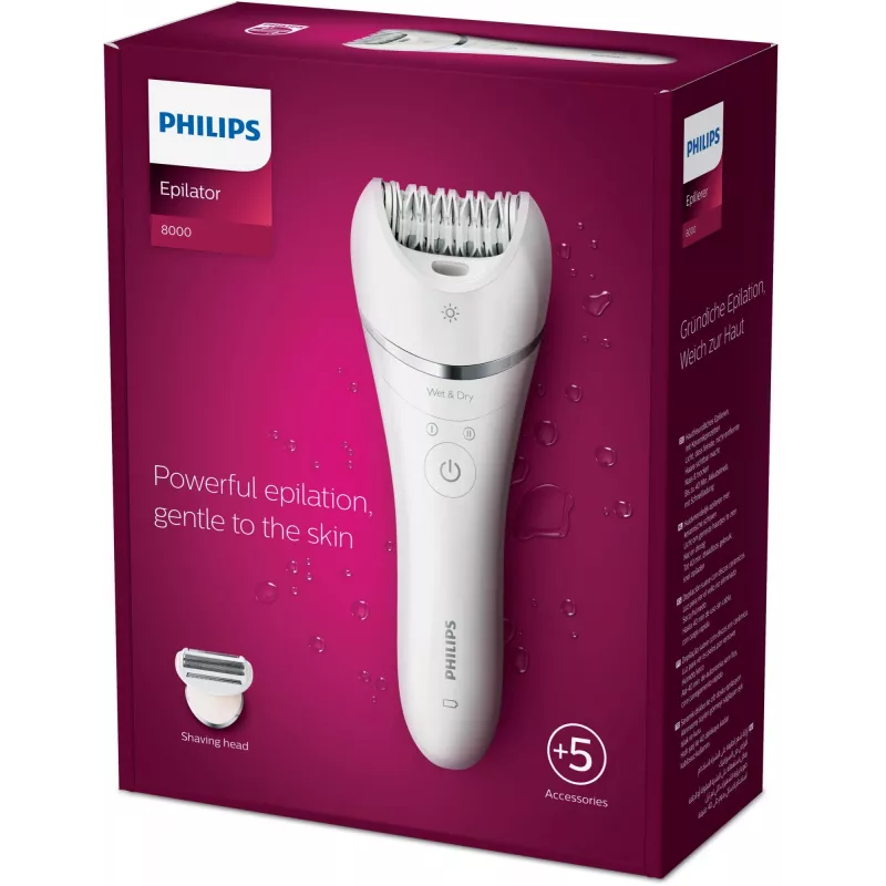 Epilator Philips BRE710/00, cordless wet & dry epilator, 32 discs, 40 min runtime, 2 speeds, white