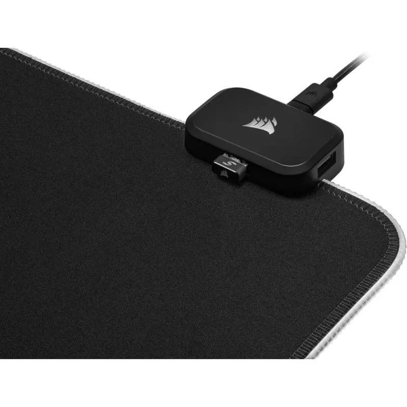 Gaming mouse pad CORSAIR MM700 RGB — 930×400 mm, 4 mm thickness, rubber base, USB-powered LED backlight, black
