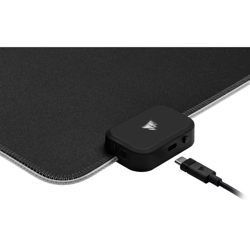 Gaming mouse pad CORSAIR MM700 RGB — 930×400 mm, 4 mm thickness, rubber base, USB-powered LED backlight, black